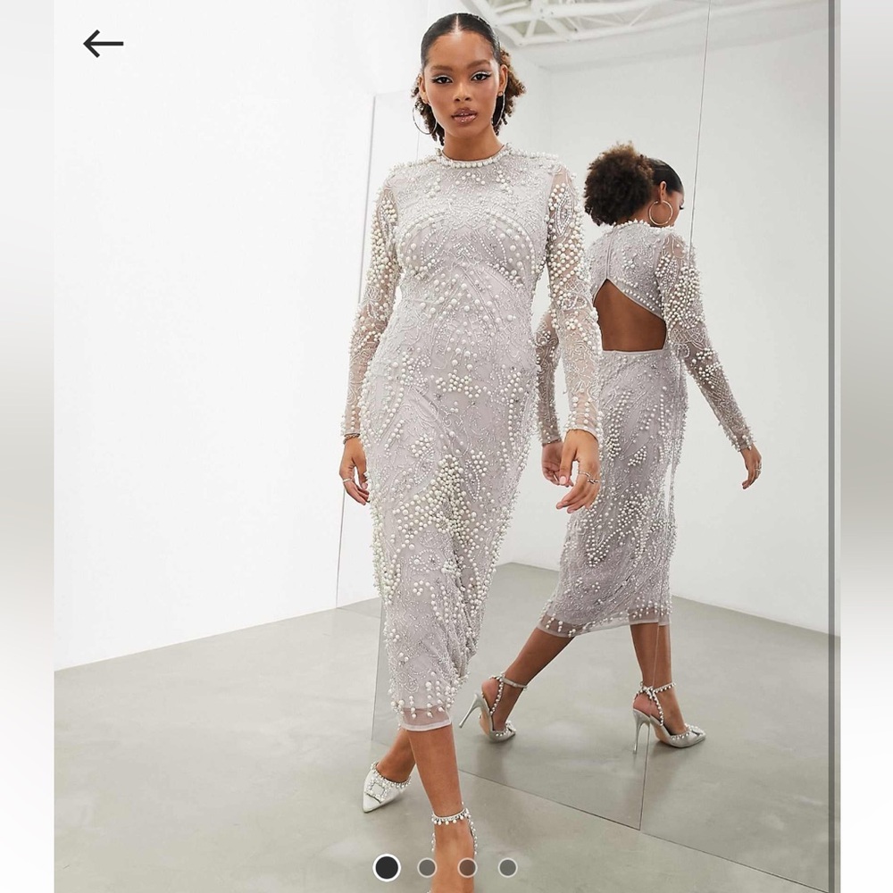 ASOS Edition Pearl-Studded Midi Dress